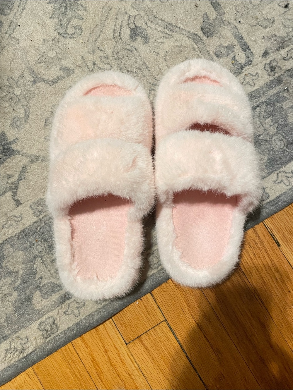 Plush Pink Fuzzy Slide Slippers